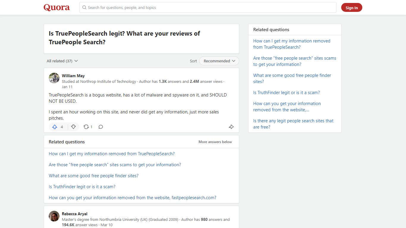 Is TruePeopleSearch legit? What are your reviews of TruePeople ... - Quora